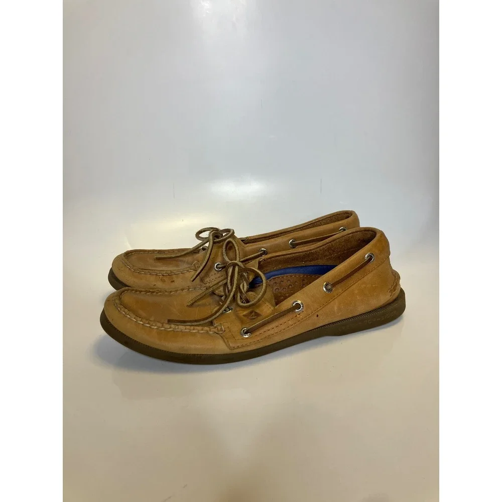 Sperry Boat Shoes Mens 9 M Tan Good Leather Top-Sider Loafers